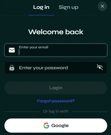 Interfaccia di accesso e registrazione utente Sava Spin sicura.